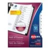Avery Ready Index Table Of Content Dividers, Numbers 1-12, Black On White
