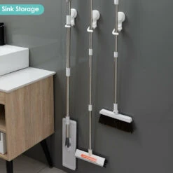 Drill-Free Vacuum Suction Cup Wall Mounted Mop Holder Organizer Self - STORA - 1 Pack 17 Drill-Free Vacuum Suction Cup Wall Mounted Mop Holder Organizer Self - STORA - 1 Pack -Merangue International shop large 115c4 STORA STO BS BO010 Hooks Hangers Suction Cup Mop Holder