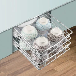 Chrome Finish Storage Pull Out Cabinet Drawer Organizer 18 1/18'' X 11'' X 4 1/8'' - SortWise®