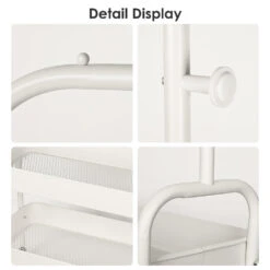 2 In 1 Garment Clothes Rack With 2-Tier Storage Basket And Side Hanging Hooks - SortWise® -Merangue International shop large 14983 SortWise SW DSTH 01 Racks stands 2 in 1 Garment Clothes Rack with 2 Tier Storage Basket and Side Hanging Hooks SortWise