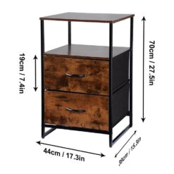 2-Tier Sofa Side End Table With 1 Fabric Drawer, Rustic Nightstands & Bedside Table - SortWise® 30 2-Tier Sofa Side End Table With 1 Fabric Drawer, Rustic Nightstands & Bedside Table - SortWise® -Merangue International shop large 14e94 SortWise SW ALS5L 5815 Storage Boxes Baskets 2 Drawer Bedside Table