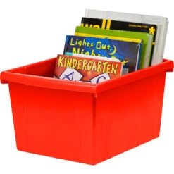 Storex® 4 Gallon/15 L, Classroom Storage Bin With Lid, 13.625"L X11.25"W X 7.87"H, 1/ Pack, Red -Merangue International shop large 1825c Storex 61410U06C Filing Accessories Storex 4 Gallon 15 L Classroom Storage Bin with Lid