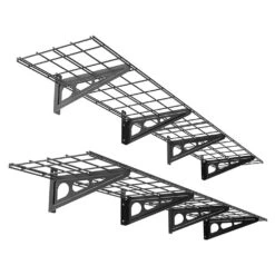 Wall Shelf Garage Storage Rack 1 X 6 FT, 2 Packs,12*72in, Supports Up 600 Lbs,Black - LIVINGbasics® -Merangue International shop large 19787 LIVINGbasics LVB GR102 1x6 Garage Storage Wall Shelf Garage Storage Rack 2 Pack 12 72 Black LIVINGbasics