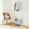 2 In 1 Garment Clothes Rack On Wheels With Metal Storage Basket And Bottom Rack - SortWise®