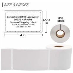 DYMO 30256 LabelWriter Large Shipping Labels, 2-5/16" X 4", Black On White, Compatible - Moustache® - 1/Pack -Merangue International shop large 26bf2 Moustache MTD 30256 Label Maker Tapes DYMO 30256 LabelWriter Large Shipping Labels 2 5 16 x 4 Black on White Compatible Moustache