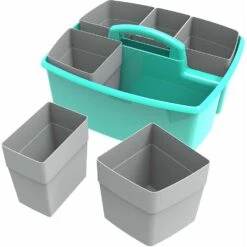 Storex Large Caddy With Sorting Cups, 1/Pack - Red -Merangue International shop large 28497 Storex 00981U02C STORAGE CRATES BINS Storex Large Caddy with Sorting Cups Red Purple Blue Teal Yellow Green 2 Pack