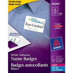 Avery® White Flexible Self-Adhesive Name Badge, 3-3/8 X 2-1/3” - Plain 304212