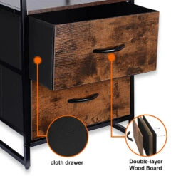 2-Tier Sofa Side End Table With 1 Fabric Drawer, Rustic Nightstands & Bedside Table - SortWise® 33 2-Tier Sofa Side End Table With 1 Fabric Drawer, Rustic Nightstands & Bedside Table - SortWise® -Merangue International shop large 2d40f SortWise SW ALS5L 5815 Storage Boxes Baskets 2 Drawer Bedside Table