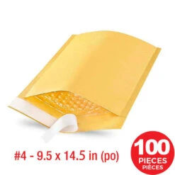 Sealed Air JiffyLite Self-Sealing Kraft Bubble Envelope #4, 9-1/2" X 14-1/2",100/pack