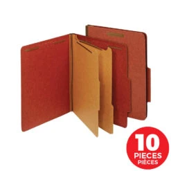 Pendaflex Pressboard Classification Folders, 6 Fasteners, 2-1/2 In, Letter Size - 10PACK, 351254