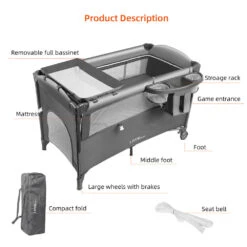 3 In 1 Baby Bedside Crib And Playard Bassinet With Diaper Changing Table - LIVINGbasics® -Merangue International shop large 3670b LIVINGbasics LB BB 2205 Baby Safety Health 3 in 1 Baby Bedside Crib and Playard Bassinet with Diaper Changing Table LIVINGbasics