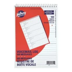 Hilroy® Voicemail Log Book, 6-1/4 X 8-7/8", 5 Messages Per Page, 100 Pages