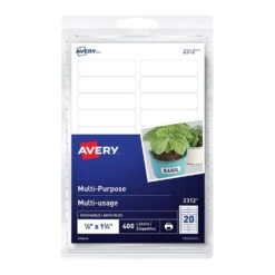 Avery® Multi-Use Removable Laser/Inkjet Labels, Rectangular - 1/2 X 1-3/4'', 400/Pack