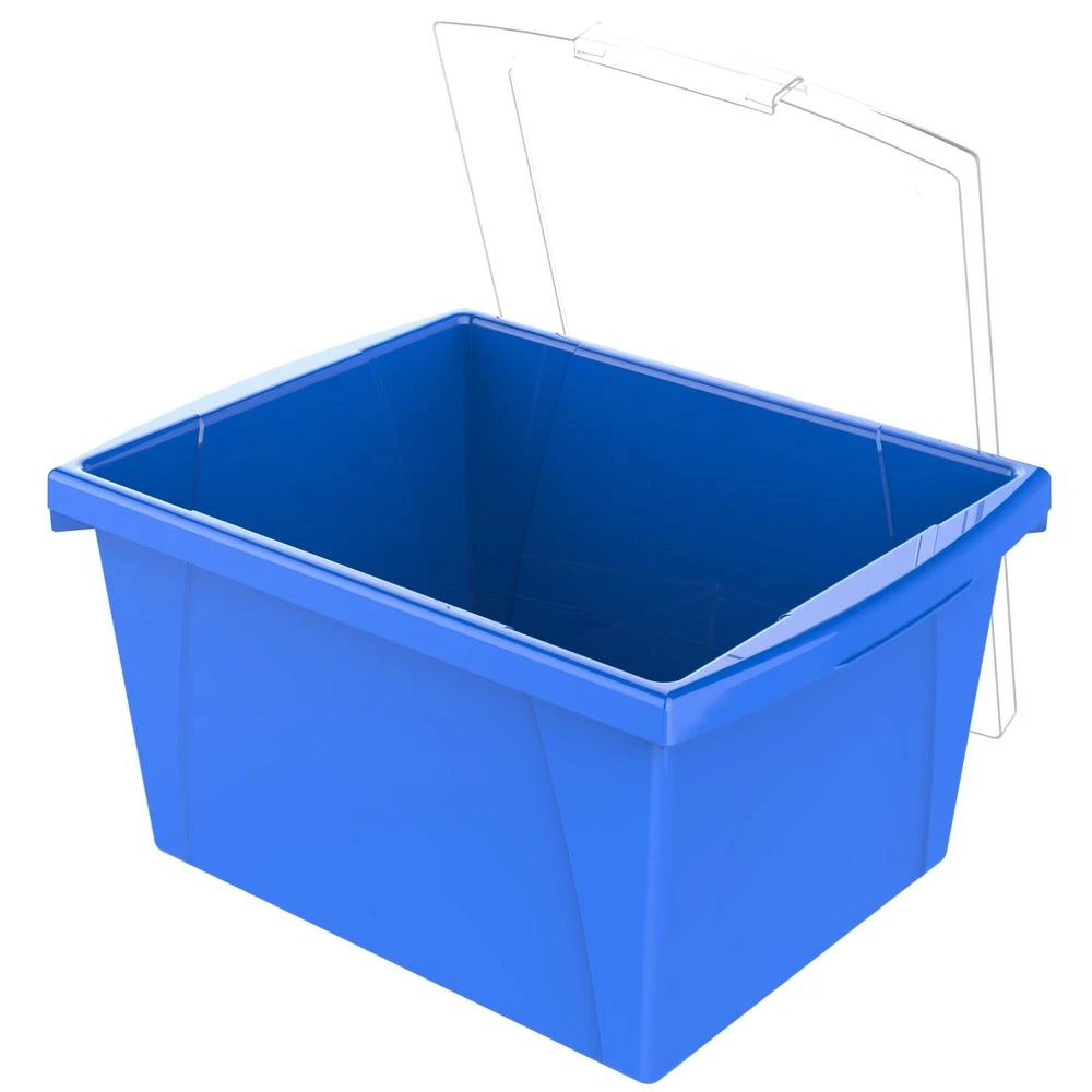 Storex® 4 Gallon/15 L, Classroom Storage Bin With Lid, 13.625"L X11.25"W X 7.87"H, 1 / Pack, Blue 2 Storex® 4 Gallon/15 L, Classroom Storage Bin With Lid, 13.625"L X11.25"W X 7.87"H, 1 / Pack, Blue - Image 2
