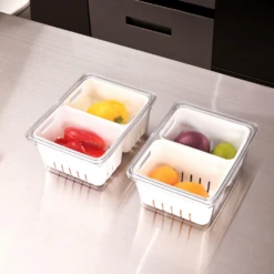 Refrigerator Bins Fridge Organizer Food Storage 4 Divider Removable Baskets 2 Sets, 4 In 1 - STORA™ -Merangue International shop large 3fc4f STORA STO KSRB ALL Storage Boxes Baskets Refrigerator Organizer Fridge Organizer Food Storage Bins with Removable Baskets 2 Sets STORA