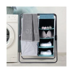 3-in-1 Laundry Hamper Storage Rack Shelf With Removable Fabric Bags For Bathroom - SortWise® -Merangue International shop large 422f6 SortWise SW 888 724 Laundry Storage 3 in 1 Laundry Hamper Storage Rack Shelf SortWise