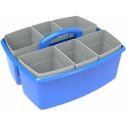 Storex Large Caddy With Sorting Cups, 1/Pack - Red -Merangue International shop large 46fc0 Storex 00981U02C STORAGE CRATES BINS Storex Large Caddy with Sorting Cups Red Purple Blue Teal Yellow Green 2 Pack