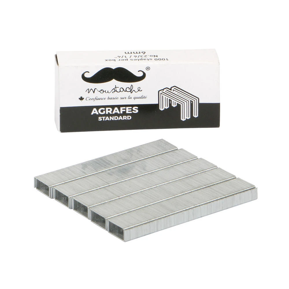 Staples, 1000 Count/box - Moustache® - 1/Pack, No. 23/6, 6mm 1 Staples, 1000 Count/box - Moustache® - 1/Pack, No. 23/6, 6mm