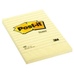Post-it® Self-Adhesive Notepads,Canary Yellow - Ruled, 4 X 6” (1) 133835