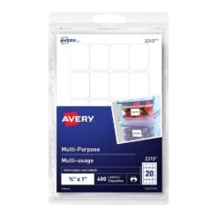 Avery® Multi-Use Removable Laser/Inkjet Labels, Rectangular - 3/4 X 1", 400/Pack