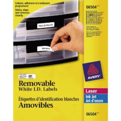 Avery® Removable I.D. Laser/Inkjet Labels, 1-3/4 X 1/2", 800/Pack, White, 217984