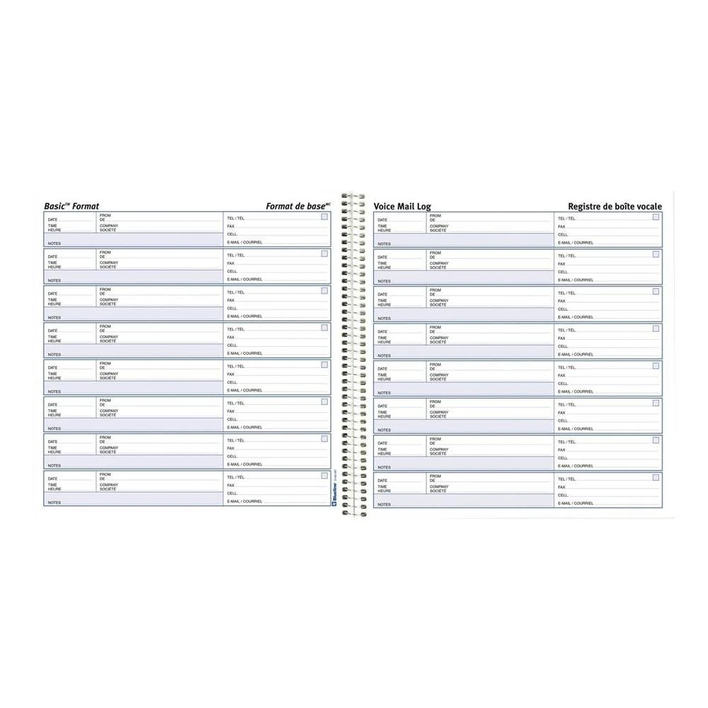 Blueline® Basic Format Voicemail Log Book, 100 Pages, 8-3/8 X 8-1/4” - 8 Messages Per Page 2 Blueline® Basic Format Voicemail Log Book, 100 Pages, 8-3/8 X 8-1/4” - 8 Messages Per Page - Image 2
