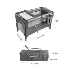 3 In 1 Baby Bedside Crib And Playard Bassinet With Diaper Changing Table - LIVINGbasics® -Merangue International shop large 60a08 LIVINGbasics LB BB 2205 Baby Safety Health 3 in 1 Baby Bedside Crib and Playard Bassinet with Diaper Changing Table LIVINGbasics