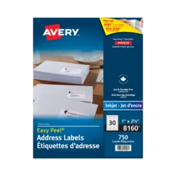 Avery® 8460 Easy Peel™ White Return Address Labels, 2-5/8 X 1" - 3000/pack 9 Avery® 8460 Easy Peel™ White Return Address Labels, 2-5/8 X 1" - 3000/pack -Merangue International shop large 63c73 Avery 099 08160 Mailing Shipping Labels Easy Peel white mailing labels