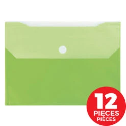 Winnable Double Pocket Poly Envelope For Document, 8 1/2" X 11", 12/Pack - Green