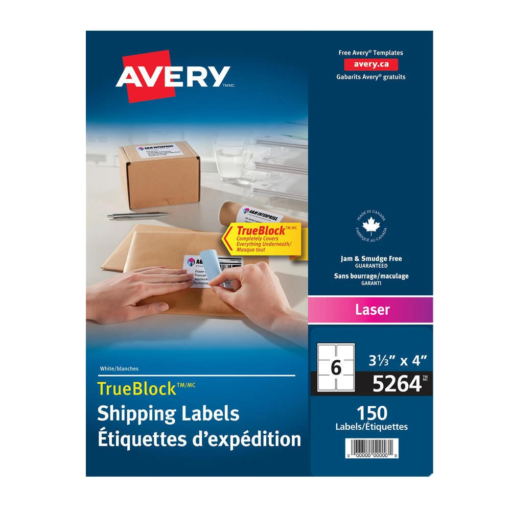 Avery® Shipping Laser Labels, 4 X 3-1/3"- Package Of 25 Sheets, 150Labels/Pack 1 Avery® Shipping Laser Labels, 4 X 3-1/3"- Package Of 25 Sheets, 150Labels/Pack