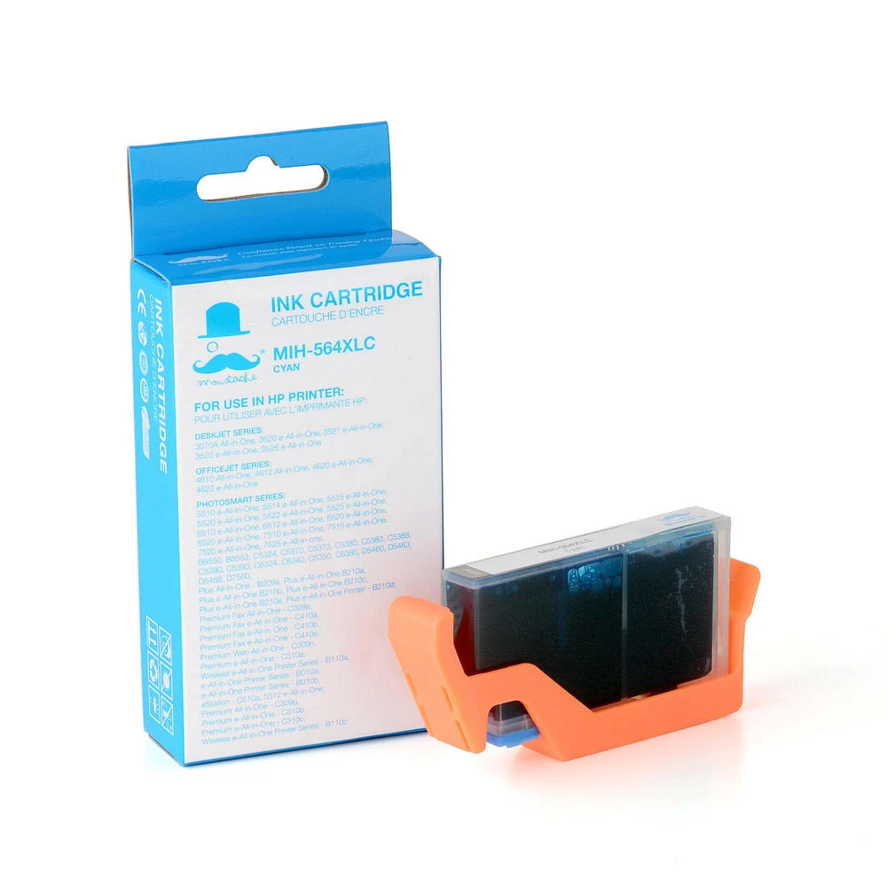 Compatible HP 564XL CB323WC CB323WN Cyan Ink Cartridge High Yield - Moustache® - 1/Pack 1 Compatible HP 564XL CB323WC CB323WN Cyan Ink Cartridge High Yield - Moustache® - 1/Pack