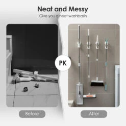 Drill-Free Vacuum Suction Cup Wall Mounted Mop Holder Organizer Self - STORA - 1 Pack 19 Drill-Free Vacuum Suction Cup Wall Mounted Mop Holder Organizer Self - STORA - 1 Pack -Merangue International shop large 79242 STORA STO BS BO010 Hooks Hangers Suction Cup Mop Holder
