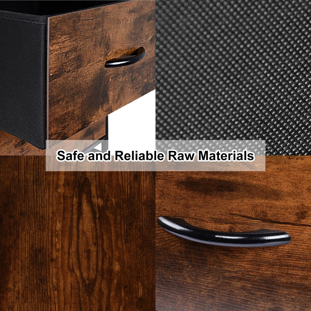 2-Tier Sofa Side End Table With 1 Fabric Drawer, Rustic Nightstands & Bedside Table - SortWise® 15 2-Tier Sofa Side End Table With 1 Fabric Drawer, Rustic Nightstands & Bedside Table - SortWise® - Image 15