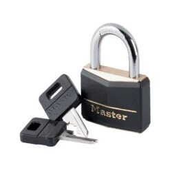 Master Lock 141D Solid Brass Padlock, Black Cover, 1-9/16-Inch, 7/8-Inch Shackle