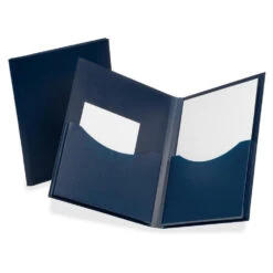 Oxford Poly Double Stuff Twin Pocket Folders, Letter Size, 1 Cover Per Pack - Navy Blue