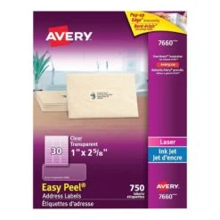 Avery® Clear Address Labels With Easy Peel®, 1 X 2-5/8" - 300/Pack -Merangue International shop large 829f9 099 7668 Labels Easy Peel Clear Mailing Labels