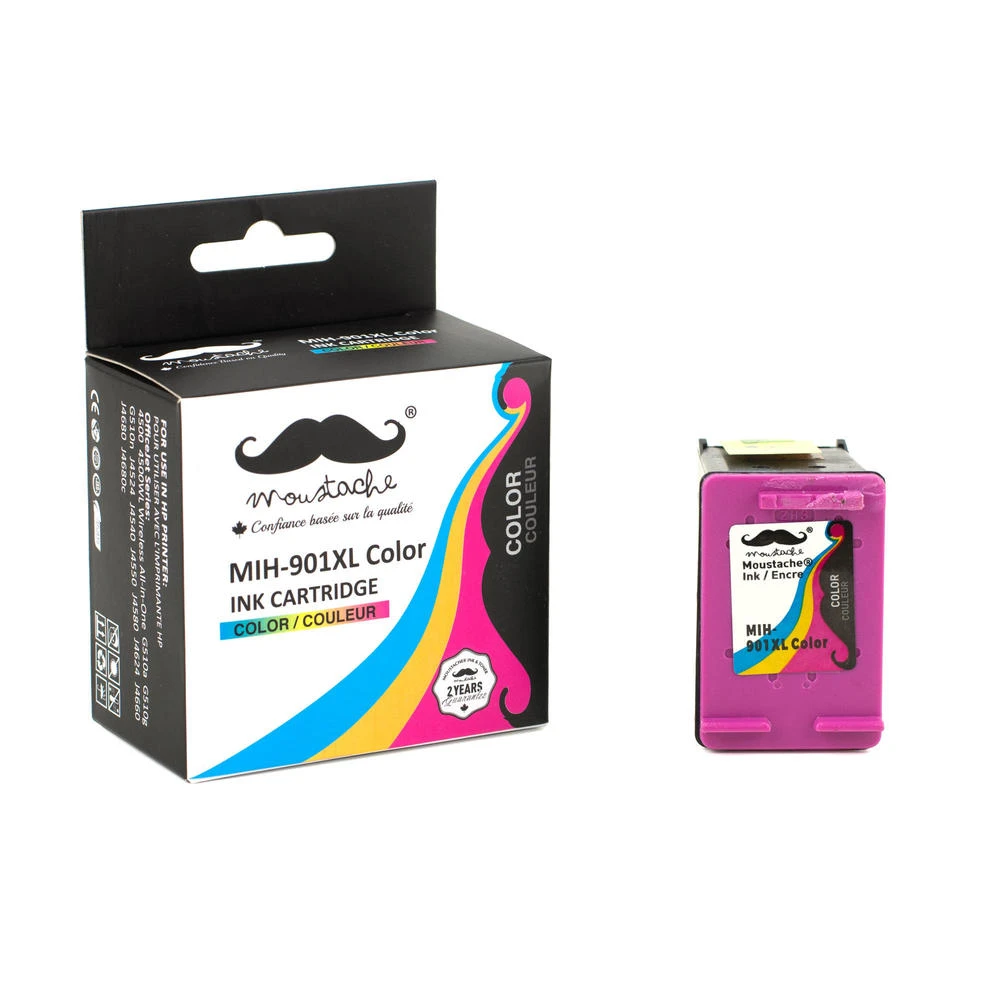 Remanufactured HP 901XL CC656AN Color Ink Cartridge High Yield - Moustache® - 1/Pack 1 Remanufactured HP 901XL CC656AN Color Ink Cartridge High Yield - Moustache® - 1/Pack