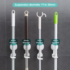 Drill-Free Vacuum Suction Cup Wall Mounted Mop Holder Organizer Self - STORA - 1 Pack 20 Drill-Free Vacuum Suction Cup Wall Mounted Mop Holder Organizer Self - STORA - 1 Pack -Merangue International shop large 85784 STORA STO BS BO010 Hooks Hangers Suction Cup Mop Holder