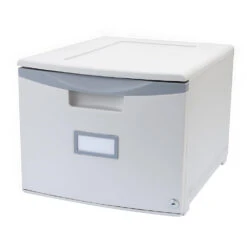Storex 18" Plastic 1-Drawer File Cabinet With Lock, Legal/Letter - Gray