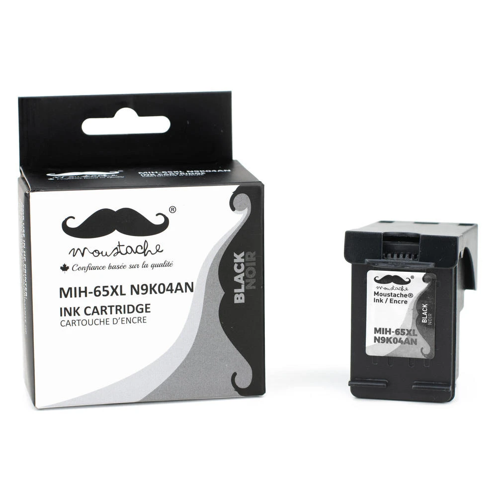 Remanufactured HP 65XL N9K04AN Black Ink Cartridge High Yield - Moustache® - 1/Pack 1 Remanufactured HP 65XL N9K04AN Black Ink Cartridge High Yield - Moustache® - 1/Pack