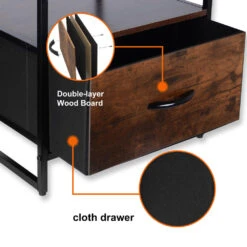 2-Tier Sofa Side End Table With 1 Fabric Drawer, Rustic Nightstands & Bedside Table - SortWise® 23 2-Tier Sofa Side End Table With 1 Fabric Drawer, Rustic Nightstands & Bedside Table - SortWise® -Merangue International shop large 8ed24 SortWise SW ALS5L 5814 Storage Boxes Baskets 1 Drawer Bedside Table