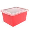 Storex® 4 Gallon/15 L, Classroom Storage Bin With Lid, 13.625"L X11.25"W X 7.87"H, 1/ Pack, Red