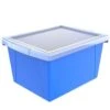 Storex® 4 Gallon/15 L, Classroom Storage Bin With Lid, 13.625"L X11.25"W X 7.87"H, 1 / Pack, Blue
