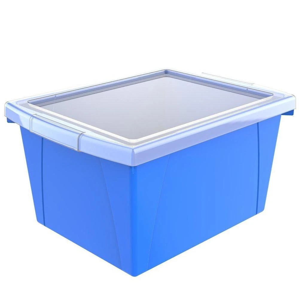 Storex® 4 Gallon/15 L, Classroom Storage Bin With Lid, 13.625"L X11.25"W X 7.87"H, 1 / Pack, Blue 1 Storex® 4 Gallon/15 L, Classroom Storage Bin With Lid, 13.625"L X11.25"W X 7.87"H, 1 / Pack, Blue