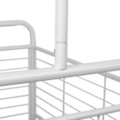 2 In 1 Garment Clothes Rack On Wheels With Metal Storage Basket And Bottom Rack - SortWise® -Merangue International shop large 9f10c SortWise SW DSTH 02 Frame Clothes Cap hanger rack