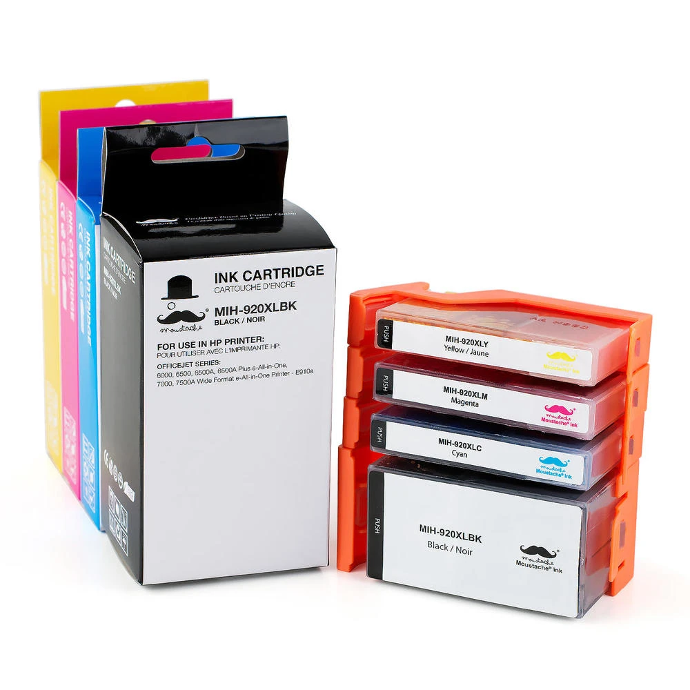 Compatible HP 920XL Ink Cartridge Combo High Yield BK/C/M/Y - Moustache® - 1/Pack 1 Compatible HP 920XL Ink Cartridge Combo High Yield BK/C/M/Y - Moustache® - 1/Pack