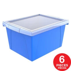 Storex® 4 Gallon/15 L, Classroom Storage Bin With Lid, 13.625"L X11.25"W X 7.87"H, 1 / Pack, Blue 12 Storex® 4 Gallon/15 L, Classroom Storage Bin With Lid, 13.625"L X11.25"W X 7.87"H, 1 / Pack, Blue -Merangue International shop large a2be0 Storex 61410U06C 6PACK Storage Crates Bins Storex 4 Gallon 15 L Classroom Storage Bin with Lid 13 625 L x11 25 W x 7 87 H 6 Pack