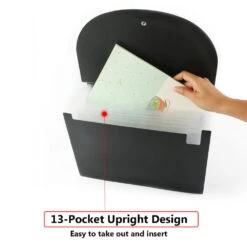 Expanding File Folder With String-Tie Closure, Letter Size, 13 Pockets, Black - Moustache® - 1/Pack -Merangue International shop large a347e Moustache MOS TY9111 Expanding Files Expanding File Folder with String Tie Closure Letter Size 13 Pockets Black Moustache