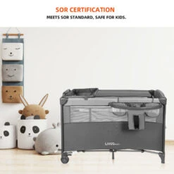 3 In 1 Baby Bedside Crib And Playard Bassinet With Diaper Changing Table - LIVINGbasics® -Merangue International shop large a4362 LIVINGbasics LB BB 2205 Baby Safety Health 3 in 1 Baby Bedside Crib and Playard Bassinet with Diaper Changing Table LIVINGbasics