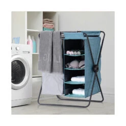 3-in-1 Laundry Hamper Storage Rack Shelf With Removable Fabric Bags For Bathroom - SortWise® -Merangue International shop large a6ff2 SortWise SW 888 724 Laundry Storage 3 in 1 Laundry Hamper Storage Rack Shelf SortWise